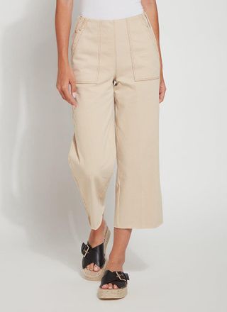 Lyssé Cropped Zig Zag Denim Wide Leg - Arizona Sand (25 Inseam)