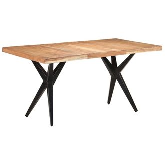 Berkfield Home Dining Table 160x80x76 cm Solid Acacia Wood in Black | Size: 160 x 80 x 76 cm