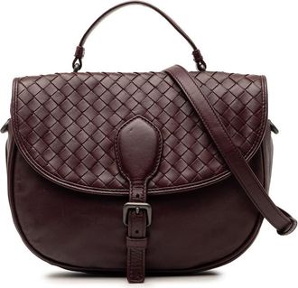 Bottega Veneta Pre-owned Bottega Veneta Intrecciato Trimmed Leather Double Sided Flap Satchel Ladies S0QHMQF90R68BV93
