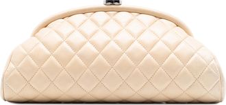 Chanel Cream Quilted Lambskin Timeless Kisslock Clutch