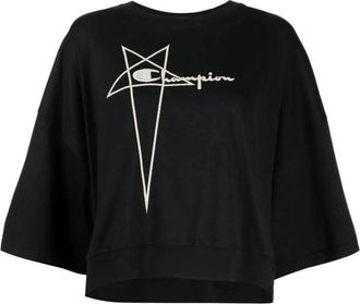 Rick Owens Tommy Tee Cropped - Dames - Longsleeves - Zwart - M - Katoen - Tops