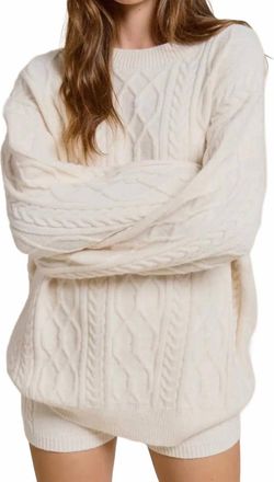 Mimosa Cable Knit Sweater And Shorts Set In White