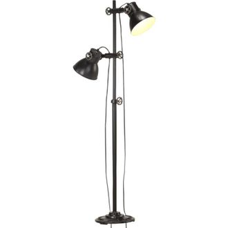 vidaXL Lampada da Pavimento con 2 Paralumi Nera E27 in Ghisa - Vidaxl