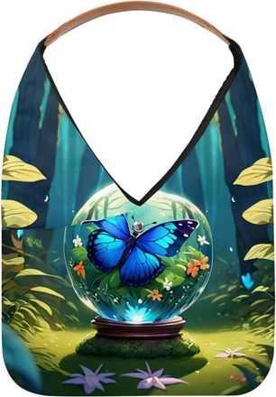 Generic Butterfly Crystal Ball Reusable Lightweight Grocery Bags - Foldable Into Compact Pouch, Washable & Sturdy, Multipurpose for Shopping and Travel