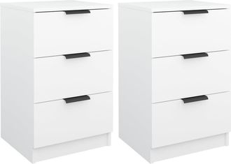 vidaXL Mesitas De Noche 2 Unidades Color Blanco 40x36x65 Cm Vidaxl