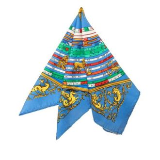 Herm&egrave;s Pre-owned Dies et Hore Zijden Zakdoek - Dames - Pre-owned - Blauw - Maat: ONE Size Zijde
