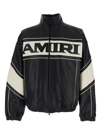 Amiri logo-print leather jacket - Black