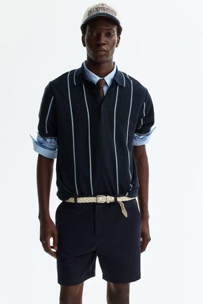 H&M Regular Fit Cotton Chino Shorts in Navy Blue at Nordstrom, Size 33