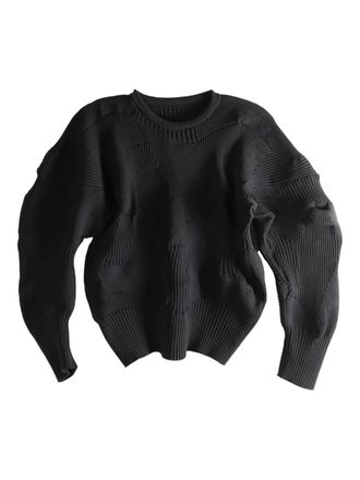 Issey Miyake Geribbelde top met vlakken - Zwart