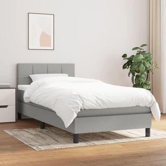 vidaXL Cama Box Spring Con Colch&oacute;n Tela Gris Claro 80x200 Cm Vidaxl
