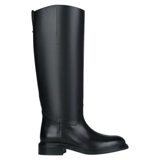 Estro & Luminara Schoenen, Dames, Zwart, 39 EU, Leer, Hoge Laarzen met Wijde Schacht