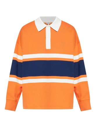 Loewe stripe long-sleeve polo shirt - men - Cotton - L - Orange