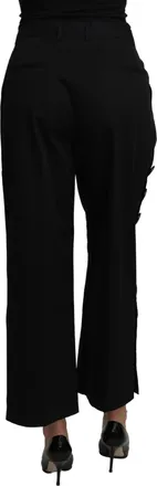 Dolce & Gabbana Womens Black High Waist Cropped Cotton Stretch Pants Elastane