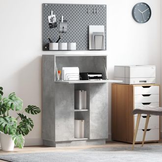 Berkfield Home Concrete Grey Desk Concrete grey Engineered wood Standard Storage