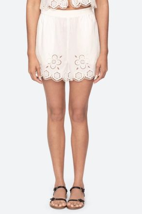 Sea New York Womens Batte Eyelet Shorts In White