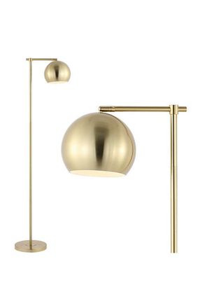 Jonathan Y Designs Eva Modern Contemporary Iron LED Floor Lamp in Brass Gold at Nordstrom