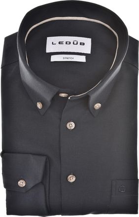 Led&ucirc;b Overhemden Ledub navy katoen Modern Fit met borstzak