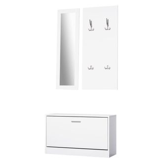 HOMCOM Muebles pasillo set 80x27x46,5 cm blanco