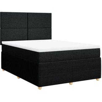vidaXL Cama Box Spring Con Colch&oacute;n Tela Negro 160x200 Cm Vidaxl