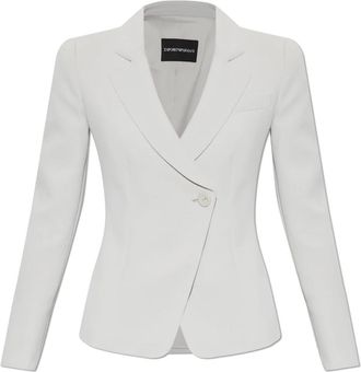 Emporio Armani Geklede Single-Breasted Blazer met Inkeping Revers - Dames - Blazers - Grijs - M - Leer - Jassen