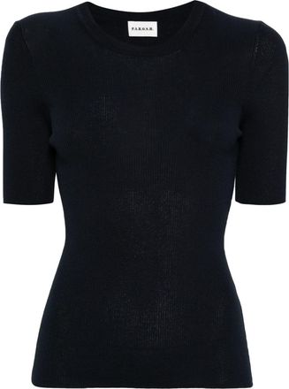 P.A.R.O.S.H. short-sleeve ribbed-knit top - women - Cotton/Polyamide - S - Blue