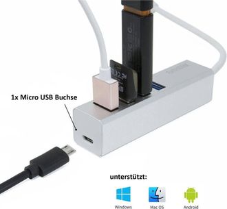 Trade Shop Trade Shop - Usb Hub Multipresa Usb Con 4 Puertos Usb 3.0 + Micro Usb Para Pc Y Laptop