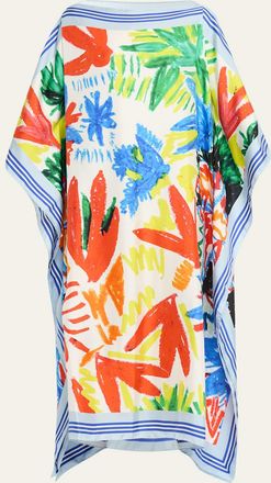 Rianna + Nina Tropica-Print Silk Maxi Caftan