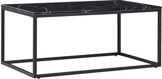 Beliani Modern Rectangular Coffee Table Marble Veneer Black Tabletop Black Frame 100 x 60 cmDelano
