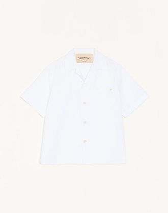 Valentino Camicia da bowling Valentino in popeline di cotone con VGold Uomo BIANCO 44