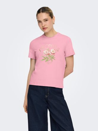 Only Kurzarmshirt ONLY ONLAMBERDINE S/S PRINT TOP BOX JRS, Damen, Gr. XL, romance rose print:peonie, Jersey, Obermaterial: 100% Baumwolle, bedruckt, regula