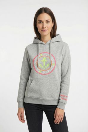 Zwillingsherz Kapuzensweatshirt ZWILLINGSHERZ, Damen, Gr. L/XL, grau (hellgrau, meliert), Sweatware, Obermaterial: 50% Baumwolle, 50% Polyester, meliert, bequem h&uuml;f