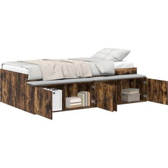 vidaXL Cama Con Almacenamiento Roble Ahumado 90 X 190 Cm Vidaxl