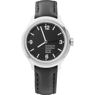 Mondaine MH1-B3120-LB Helvetica 34mm Quartz Watch in Black