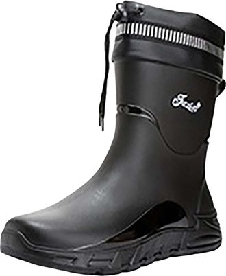 Generic SRTUMEY UK Clearance Men High Wellington Boots Waterproof Wellies Rubber Rain Boots Mens Mid Non Slip Wellies Boots Ankle Wide Calf Shoes for Fishing 