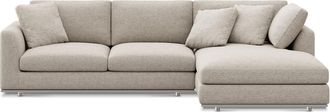 Castlery Hamilton Chaise Sectional Sofa Right Facing Customized, Performance Classic Twill Light Grey, Spill Resistant, Removable Covers for Sofas