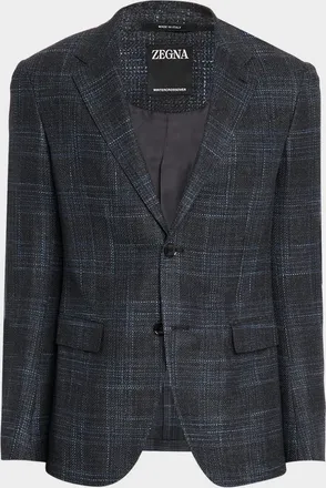 Ermenegildo Zegna Mens Winter Crossover Check Single-Breasted Sport Coat