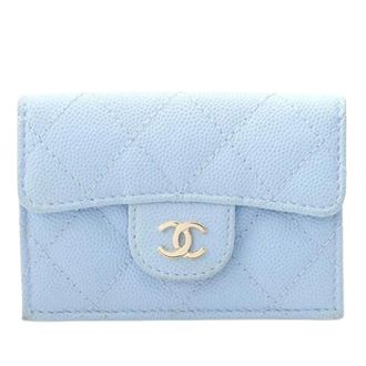 Chanel Pre-owned Tri-fold Portemonnee - Dames - Pre-owned - Blauw - Maat: ONE Size Leer