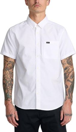 Rvca Thatll Do Slim Fit Solid Short Sleeve Button-Down Shirt in White New at Nordstrom, Size Xx-Large