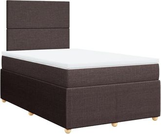 vidaXL Cama Box Spring Con Colch&oacute;n Tela Marr&oacute;n Oscuro 120x190 Cm Vidaxl