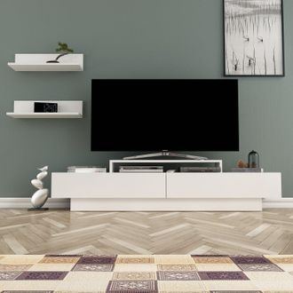 Decorotika Lusi TV Stand TV Unit for TVs up to 80 inch in White