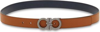 Ferragamo Double-Sided Leather Belt with Polished Interlocking Buckle