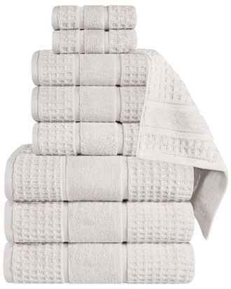 Superior 9Pc Zero Twist Cotton Waffle Honeycomb Plush Soft Absorbent Towel Set