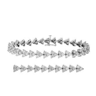 Vir Jewels 5 cttw Diamond 3 Stone Cluster Bracelet 14K White Gold Round Prong Set 7 Inch