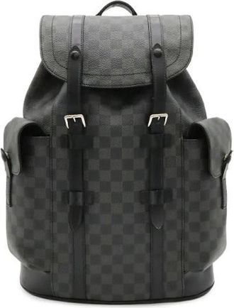 Louis Vuitton Pre-owned Christopher MM Damier Graphite Rugzak - Heren - Vintage Rugzakken - Zwart - ONE Size - Leer - Vintage