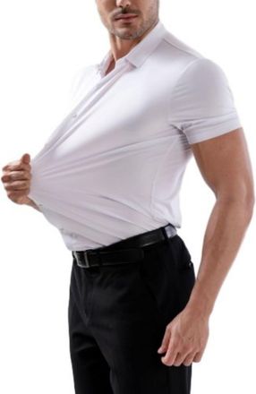 Generic Stretch Non-Iron Anti-Wrinkle Shirt, Mens Super Stretchy Quick-Drying Breathable Dress Shirt (White,XXL)