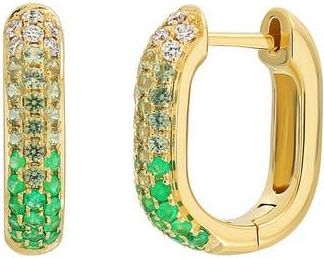 Bony Levy El Mar 18K Yellow Gold Diamond, Emerald & Green Sapphire Hoop Earrings at Nordstrom Rack