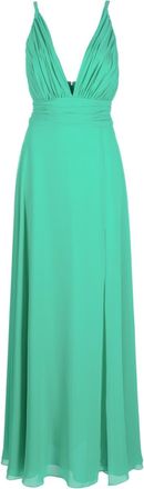 Blanca Vita V-neck pleated gown - women - Polyester - 44 - Green