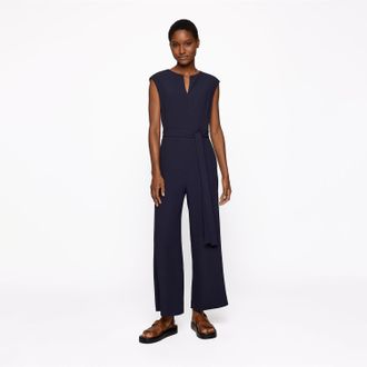 HUGO BOSS Womens Dimpa1 Jumpsuit in Blue Viscose - Size 4 UK