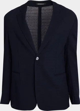 Emporio Armani Men & apos;s Chevron Jacquard Knit Blazer