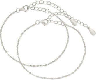 Sterling Forever Silver Set Of 2 Chloe Chain Bracelet